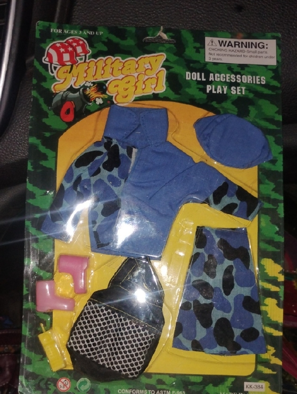 Doll Outfit - Blue Camo Dress & Accessories